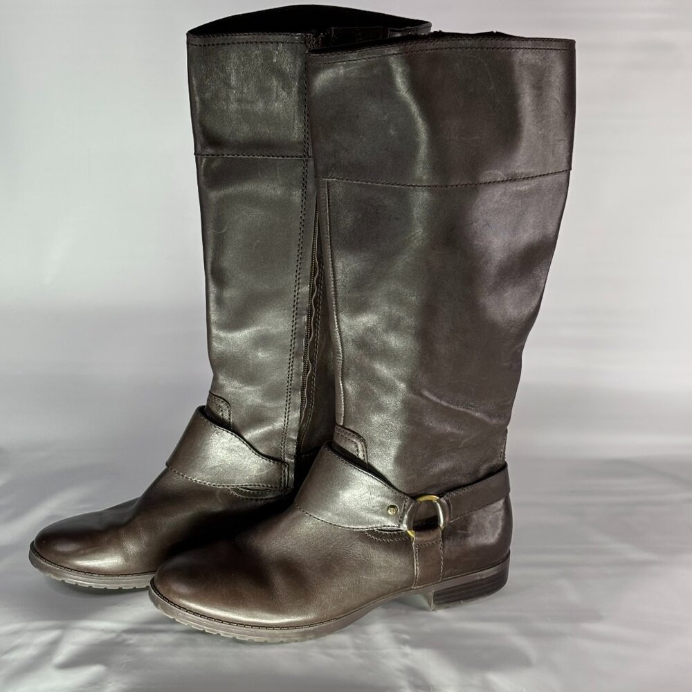 Ralph Lauren Boots Women Size 9M Brown Leather Upper, Calf-high (16"), Brass